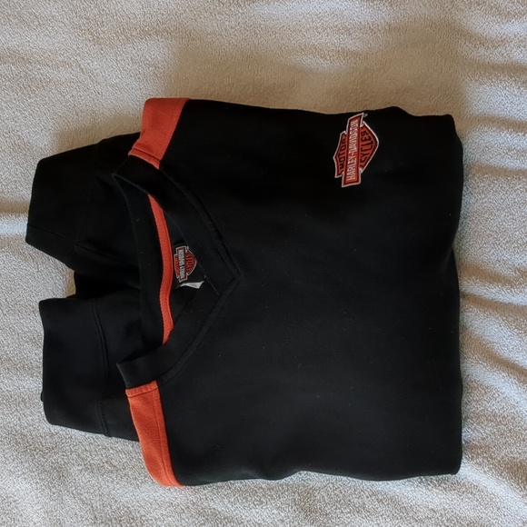 Harley-Davidson Black and Orange pullover Sweatshirt - Picture 15 of 16